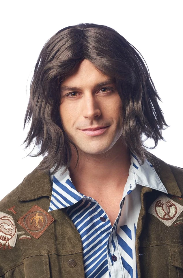 Shaggy Guy Mens Adult Brown 70s Hippie Costume Wig