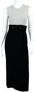 CLAUDE MONTANA Midikleid Vintage schwarz-weiß gestreift gewebt rückenfrei 40 - Bild 1 von 6