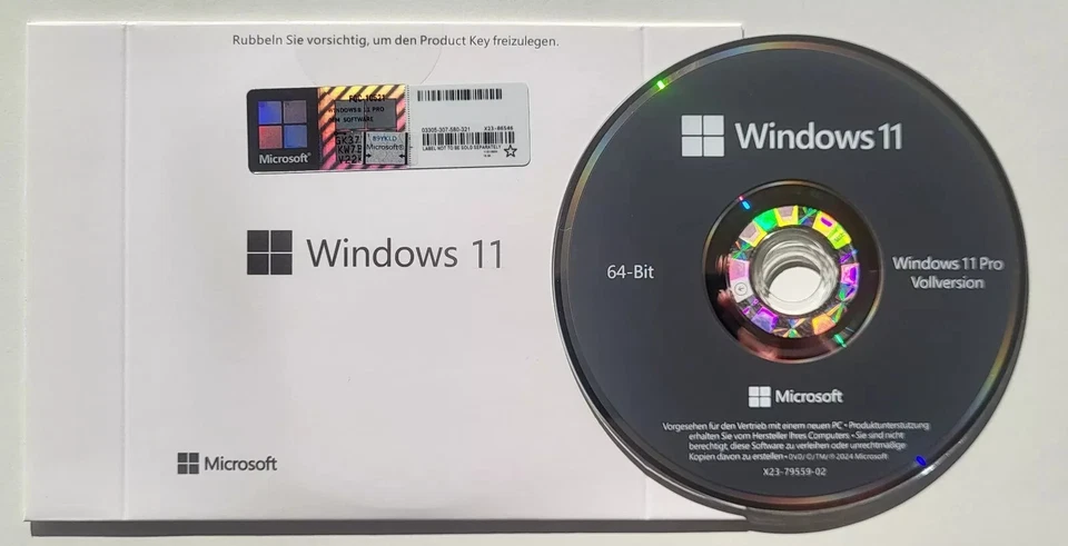 Microsoft Windows 11 Pro 64Bit Deutsch Vollversion DVD Paket - Neu & Versiegelt - Bild 1 von 1