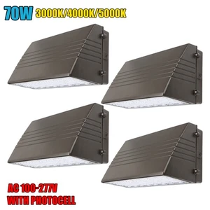 4Pack 70W LED Wall Pack Lights Full Cut Off Photocell Outdoor Exterior Lighting - Picture 1 of 10