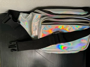 Silver Fanny Pack For Women Grils Rave Holographic Waist Pack - Picture 1 of 3
