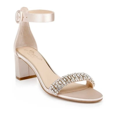 Jewel Badgley Mischka James Ankle Strap Block Heel 7M Kitten Heel Rhinestones  - Image 1 of 4