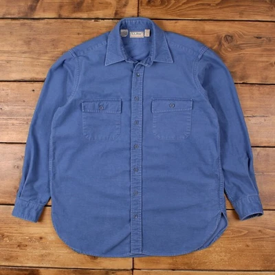 Vintage L.L.Bean Chamois Shirt Button L USA Made 90s Tall 16 1/2 Mens Blue - Image 1 of 4