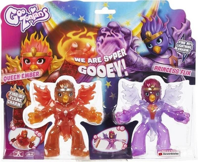 BOX ROTTO GOO ZONIANS 2 figure SUPER STRETCHY QUEEN EMBER PRINCESS FLIK - Immagine 1 di 4