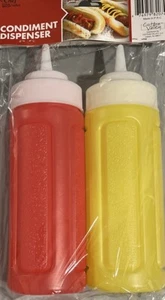 2 Piece Plastic Squeeze Mustard Ketchup Salad Dressing Condiment Set 10 Ounce - Picture 1 of 2