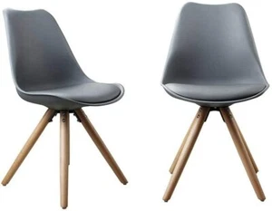 2 Set of Mid Century Modern DSW Dining Chairs Armless Side Wood Leg Soft padded - Picture 1 of 12