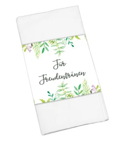 50 x Banderole "Für Freudentränen" Greenery HOCHZEIT Gastgeschenk - Bild 1 von 3