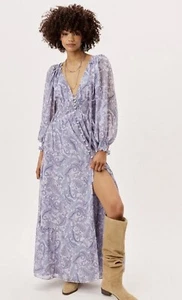 For Love and Lemons Dress Womens XS Janelle Paisley Maxi Long Sleeve Button - Picture 1 of 9