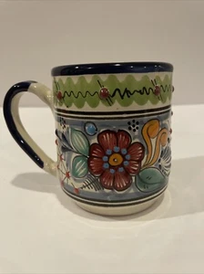 "Talavera Taza de café de cerámica mexicana Taza de té Flores pintadas a mano La Hacienda 4""" - Imagen 1 de 11