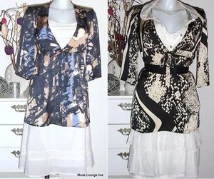 s. OLIVER ღ selection Neu Long-Bluse Tunika Shirt Dress grau blau - Bild 1 von 8