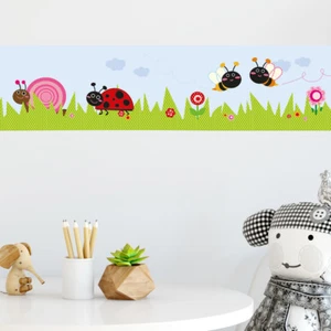 Wandkings Bordüre "Krabbelwelt" selbstklebend Kinderzimmer Flur Mädchen Girl - Bild 1 von 3