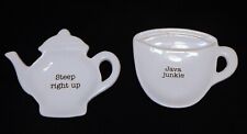 2 Mudpie Brand Teapot Shape Teabag Holders Caddies