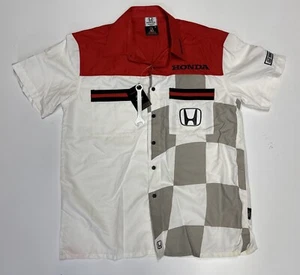 NWT Honda Grease Monkey Shirt Mens Red White Mechanic Style Button Up Shirt - Picture 1 of 11