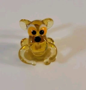 Figura miniatura mono de vidrio soplado a mano arte vidrio amarillo naranja - Imagen 1 de 9