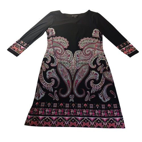 VETEMENTS Abito INC International Concepts stampa paisley lunghezza ginocchio boho preppy taglia 8