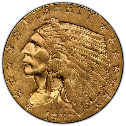 1927 $2.50 Gold Indian Head Quarter Eagle PCGS MS61 US Mint Coin Cover