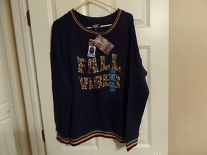 Womens, Feeling Festive Sweatshirt, FALL VIBES, Blue, Long Sleeve, Size: XL, NWT - Picture 1 of 10