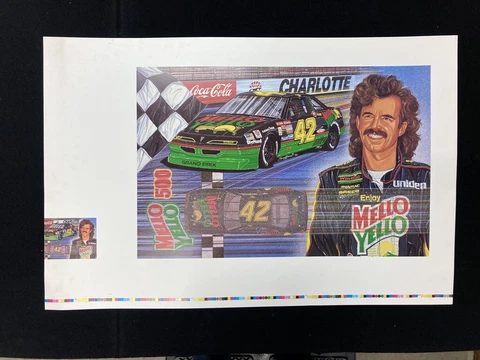 Kyle Petty #42 Mello Yello ~ Charlotte Motor Speedway ~ Sam Bass 23x35 Art Print Cover