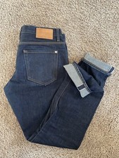 Baldwin The Miles  Selvedge Blue Denim Button Fly Jeans Pants Mens 35 USA Made