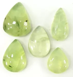 60.55 Ct Natural Green Prehnite Gemstone Cab 15-21 mm 5 Pcs Stone Lot - 1525 - Picture 1 of 2