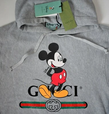 🆕️ GUCCI x DISNEY MICKEY MOUSE Gris Algodón CAPUCHA Sudadera con Capucha M Foto 1 de 4