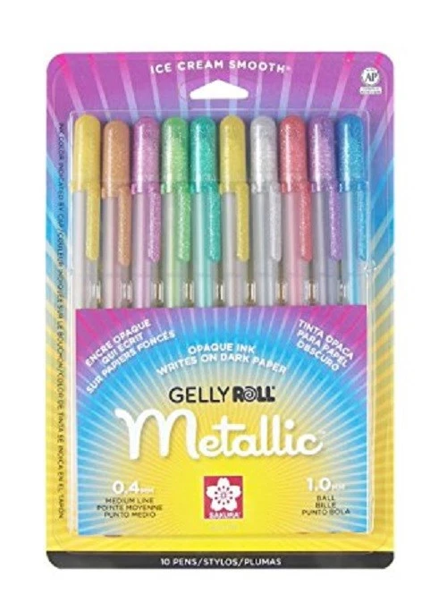 Tinta opaca metálica Sakura Gelly Roll 0,4 mm linha média 1,0 mm linha 10 canetas 57370 - Imagem 1 de 1