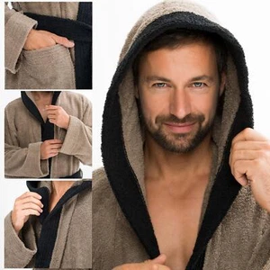 Kapuzen Bademantel Baumwolle Frottee Damen Herren Saunamantel Sylt aqua-textil - Bild 1 von 47