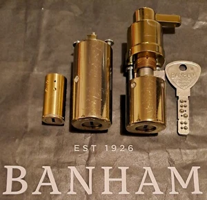 Banham L2000 & M2003 THUMBTURN Entrance Front Door Lock Cylinder / Barrel Set PB - Picture 1 of 19