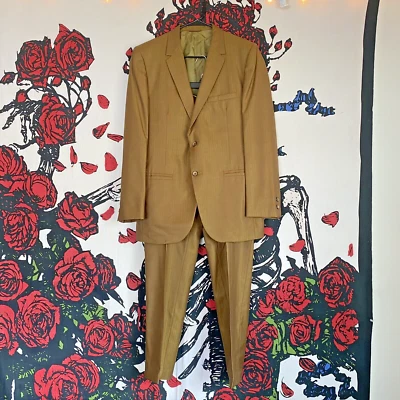 VTG 70s Kings Crown Road Disco Leisure Suit Mens Pants Jacket Sharkskin? Slim 33 - Image 1 of 4