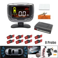 8-probe Parking Sensor Dual-core Double LCD Display Car Reversing Radar Alarm