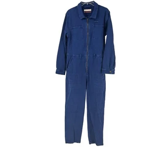Anthropologie Pilcro Boiler Suit Jumpsuit Blue Size L Utility Denim Collared - Picture 1 of 11