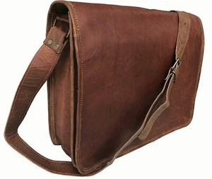 Men's Genuine Leather Vintage Laptop Messenger Handmade Briefcase Satchel Bag - Picture 1 of 4