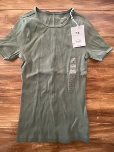 Camicia donna girocollo a costine montaggio libero verde oliva nuova taglia XS - Foto 1 di 5