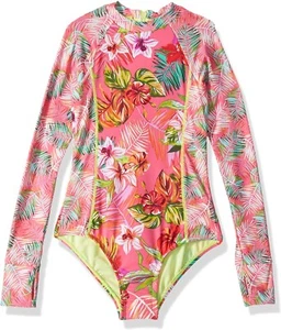 Hobie Girl's 239963 Flor All Nothing One-Piece Rashguard Swimsuit Size 7 - Picture 1 of 2