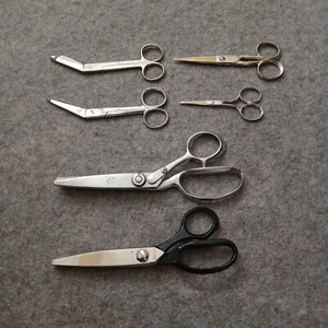 Vintage Scissors Lot 6 WISS Pinking Shears Inlaid 27 27.5 37 Sewing Crafts Germa - Picture 1 of 22