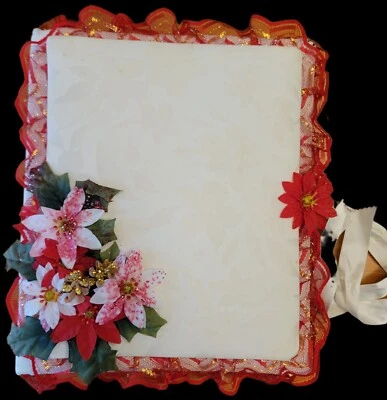 Vintage Handmade Christmas Lace Kitchy Floral Photo Album Book Grandmacore 12x10 - Image 1 of 4
