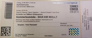 Eintrittskarte Sommerkomödie "Was Ihr wollt" Erfurt Freitag, 23.8. 21 Uhr - Bild 1 von 1