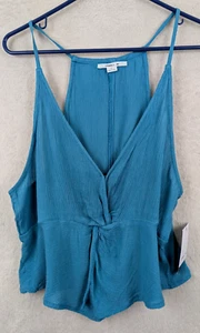 O'neill sz L Kietrie solid Tank Top blue v-neck sleeveless twist front 0079 - Picture 1 of 4