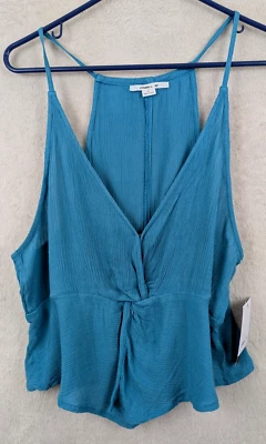 O'neill sz L Kietrie твердый Майка синий v-образным вырезом без рукавов закрутить спереди 0079 - Изображение 1 из 4