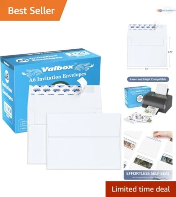 Sobres autosellantes Kraft A6 blancos de 100 unidades - perfectos para invitaciones y fotos Foto 1 de 4