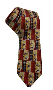 Corbata geométrica Ermenegildo Zegna para hombre 100 % seda roja azul dorada hecha en Italia - Imagen 1 de 12