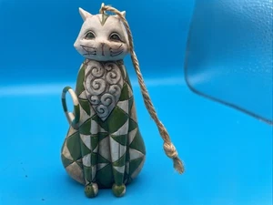 Christmas Ornament Kitty Cat Jim Shore Green Quilt Cat Fall Decor 4006318 - Picture 1 of 5