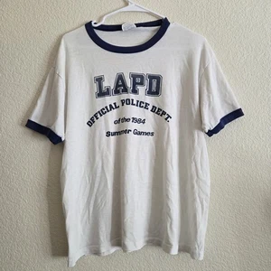 Vintage 80's LAPD Ringer Tee Shirt Police Dept. 1984 Summer Games XL - Picture 1 of 4