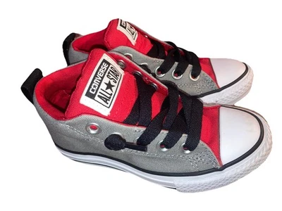 Zapatillas informales Converse All Star Mid Top gris rojo para niños talla 10,5 Foto 1 de 4