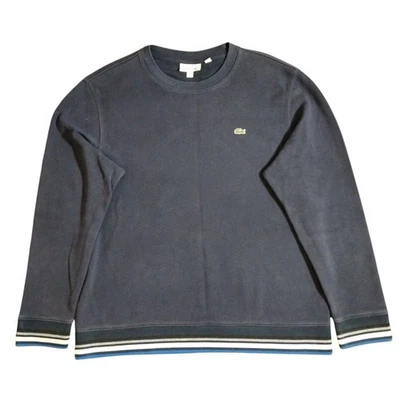 Lacoste Sweatshirt Mens XXL 7 Navy Stripe Cuff Hem Embroidered Crocodile Pique - Image 1 of 4