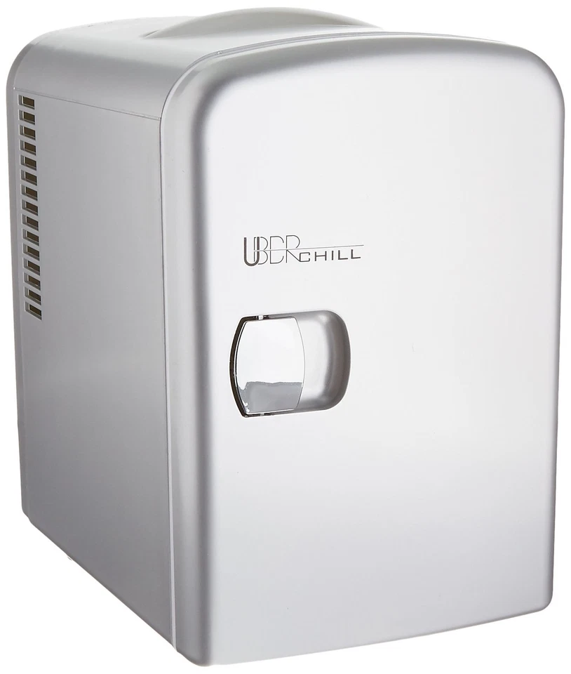 UB-CH1-SILVER Uber Chill Mini Fridge 6-can portable Thermoelectric Cooler and... - Image 1 of 4