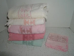5 vintage 70s cannon all cotton bath towels pastel rainbow colors pink rose blue - Picture 1 of 8