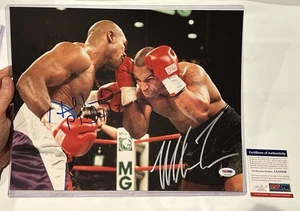 MIKE TYSON EVANDER HOLYFIELD DUAL SIGNED 11X14 PHOTO Bite Fight PSA DNA COA - Picture 1 of 4