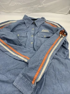 Harley Davidson Long Sleeve Button Up Women’s Size 3W Plus Jean Stripes Shirt - Picture 1 of 8
