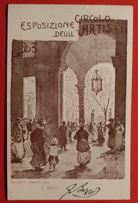 CARTOLINA TORINO CIRCOLO ESPOSIZIONE DEGLI ARTISTI 1903 - FOLLINI  -VG ( C 97 ) - Immagine 1 di 2